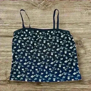 Esprit De Corps Size Large White Flowers Blue‎ Tank